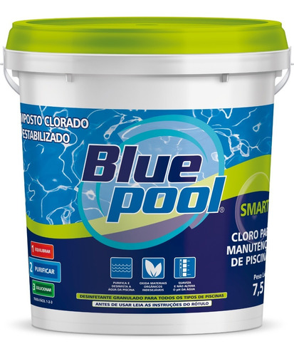 Cloro P/ Piscina Smart Bluepool Balde 7,5kg - Fluidra