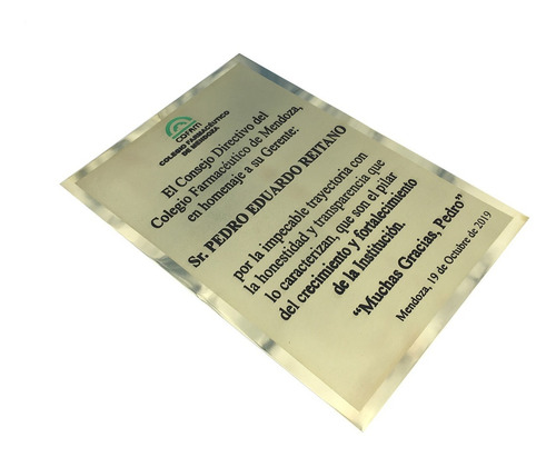 Imagen 4 de 5 de Placa Grabada En Bronce, Personalizada, Homenaje. 50x40cm