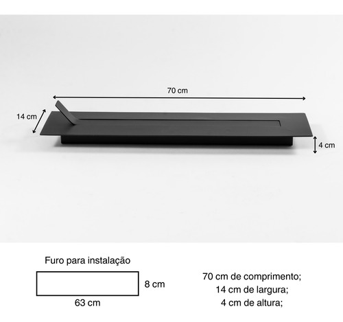 Queimador 70 Cm Para Lareira Ecológica Portátil Preto Capacidade do tanque de combustível 2.5 L