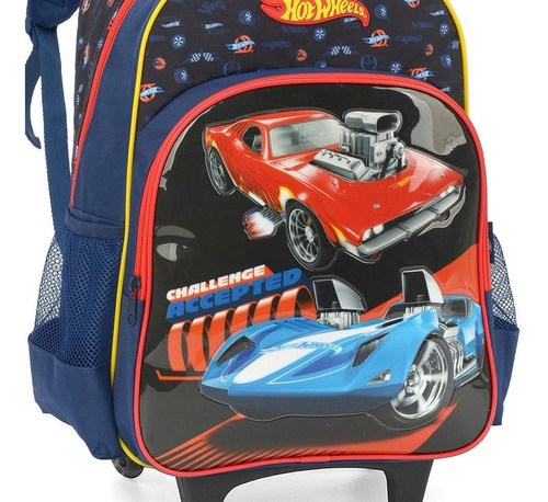 Mochila Rodinha Luxcel Hot Wheels Azul