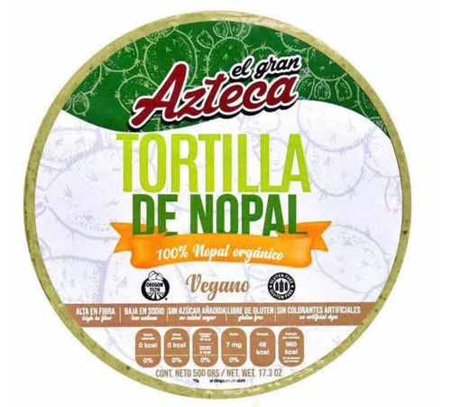 Tortillas Gluten Free/nopal 100%orgánico Y Maíz Integral-3pz