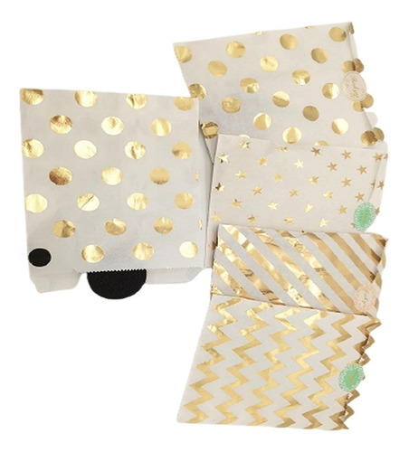 25 Bolsas Papel Dulces Dulceros Fiesta Boda Xv Dorado