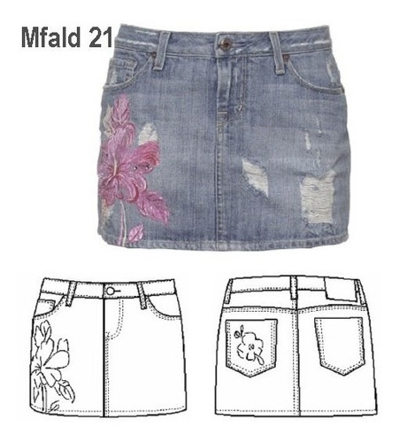 ( Moldes De Ropa)   Pollera Jeans Mujer 0921