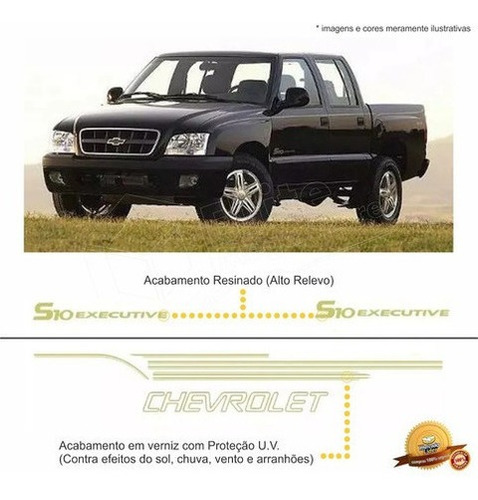 Kit Faixas Adesivas S10 Executive 2003 A 2005 - Dourado