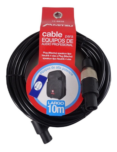 Cable Speakon Plug Macho A Macho Mitzu 10-6410 10mts 4vias