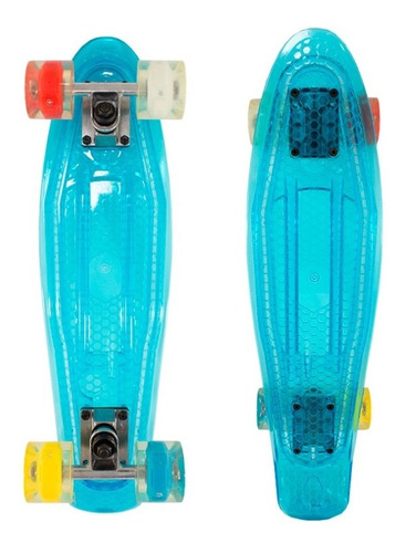 Patineta Skate Minicruiser Penny Transparente Ruedas Luz Led