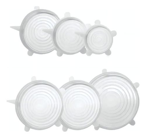 Tapas De Silicon Elasticas Conserva Tus Alimentos 6 Pack Color Blanco Pack6