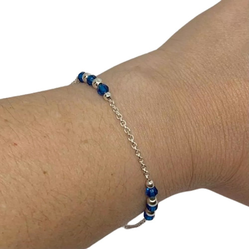 Pulsera De Plata Con Cristales Azules