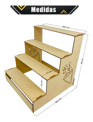 Imagen 6 de 10 de Base Decorativa Escalera Mdf Cupcake Mesa De Postres Fiesta