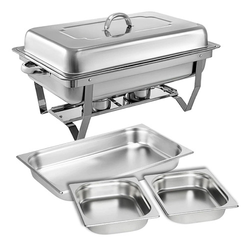 Bufetera Olla Rectangular Acero Inoxidable 11 L Con 2 Medios