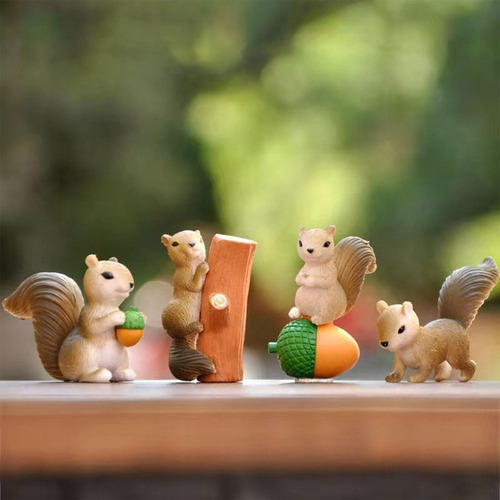 W Coleção De Mini Bonecos De Esquilo De 4 Peças Para B