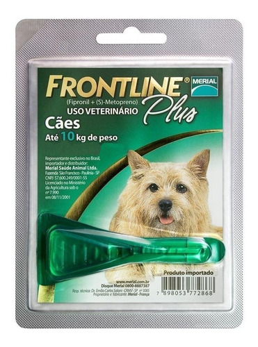 Pipeta antiparasitário para pulga Merial Frontline Plus para cão de 2kg a 10kg