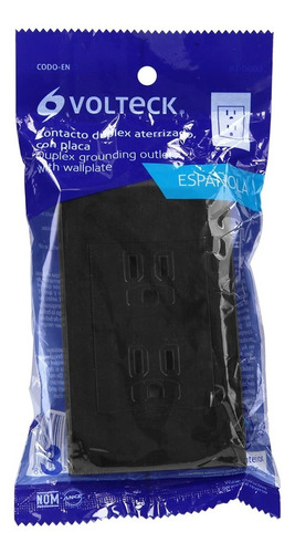 Imagen 3 de 4 de Placa Con Contacto Duplex + Tierra Esp Negro Volteck 47997
