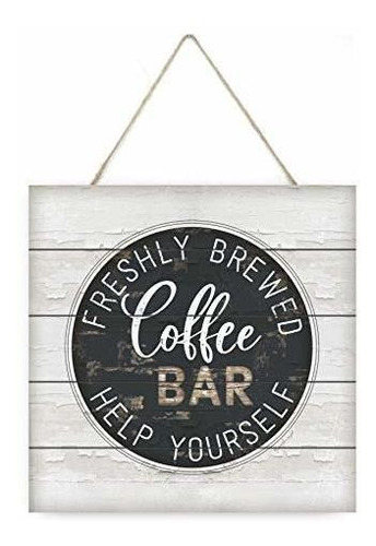 Señales - Mrc Wood Products Coffee Bar Wooden Plank Sign 7.5