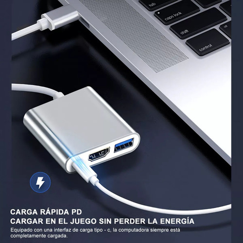 Adaptador Tipo C A Hdmi 4k Convertidor Hub Usb 3.0