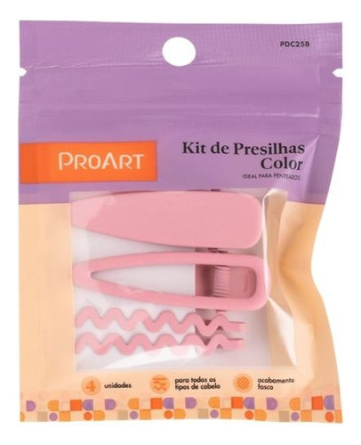 Kit De Presilhas Para Penteado Rosa 4un - Proart