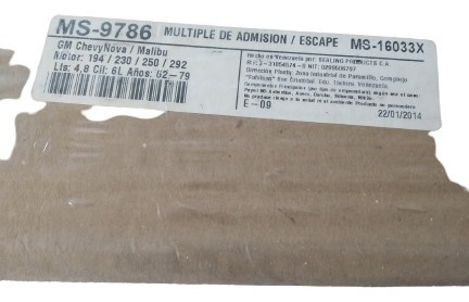 Empacadura Multiple Admisión Escape Chevrolet Motor 250 292