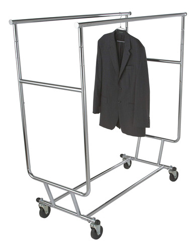 Econoco Estante De Ropa Con Ruedas Doble Para Colgar Estante
