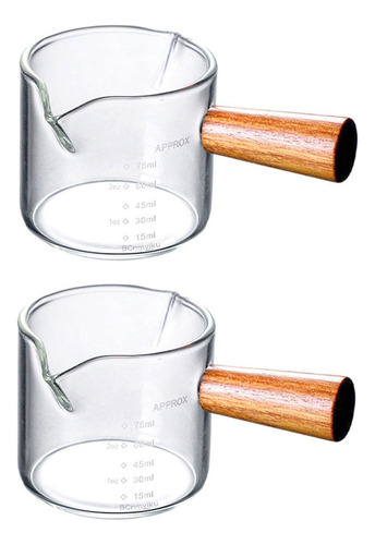 Para 2xvaso De Café Expreso Taza Medidora Mango De Madera