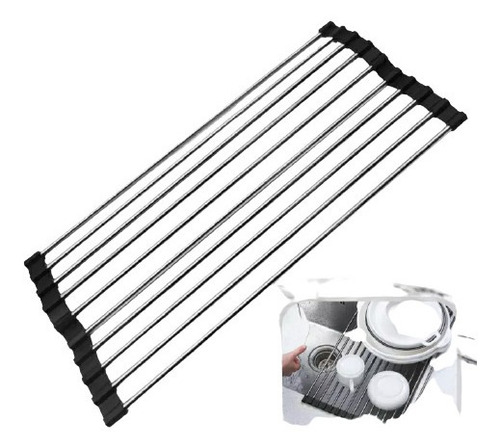 Imagen 1 de 4 de Escurridor De Platos En Acero Inoxidable, Flexible 37x20 Cm