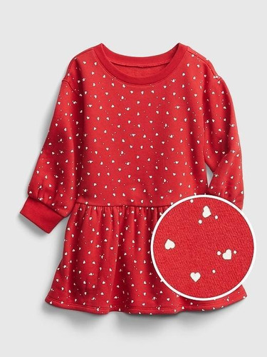 Vestido Bebé Niña Rojo Corazones Gap