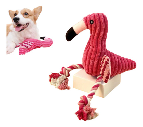 Juguete Para Perro, Flamingo Peluche Con Cuerda Para Morder