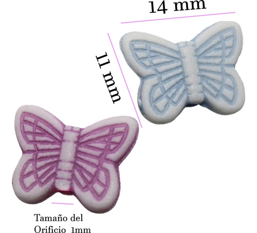Cuenta Separador Acrílico 100g Pulseras Bisutería Collares Mariposa 220pz 1.4 Cm 1.1 Cm