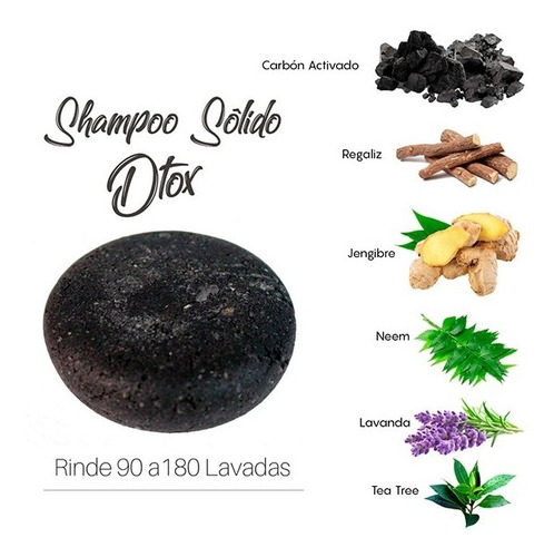 Imagen 2 de 3 de Shampoo Sólido De Carbón Activado Anti-caspa + Regalo