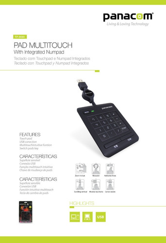 Touch Pad Usb Con Teclado Numerico Panacom Tp-9590 (687)