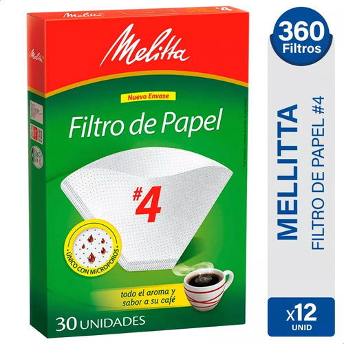 Filtros De Papel N4 Cafetera Electrica Melitta X360 Unidades