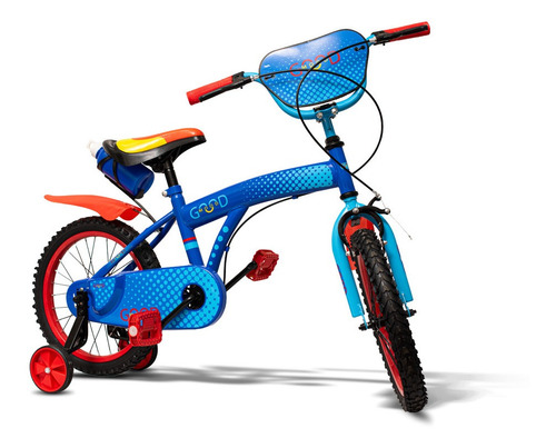 Bicicleta Infantil Aro 16  C/ Rodinhas E Garrafinha Azul
