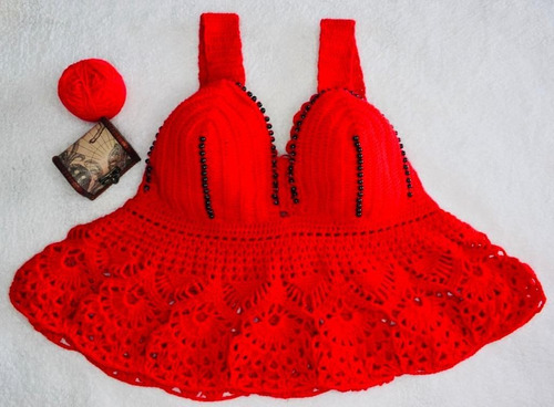 Crop Top A Crochet Blusa Tejida A Mano Ropa Tejida Hilo