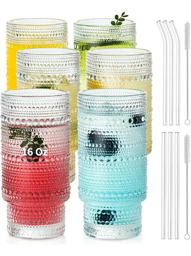 comprar Juego De 6 Vasos De Vidrio Vintage Vasos Grandes Para Beber