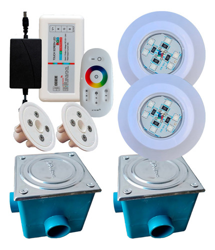 Kit Iluminação 2 Leds 9 W Rgb + Comando Touch E Nicho/vinil