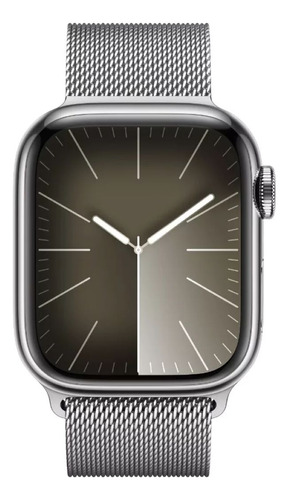 Apple Watch Series 9 GPS + Celular • Caja de acero inoxidable color plata de 41 mm • Correa estilo milanés color plata