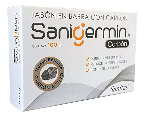 Sanigermin Jabón En Barra Con Carbón Activo 100gr