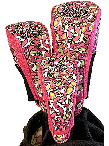 Birdie Babe Juego 3 Funda Para Cabeza Club Golf Flor Rosa