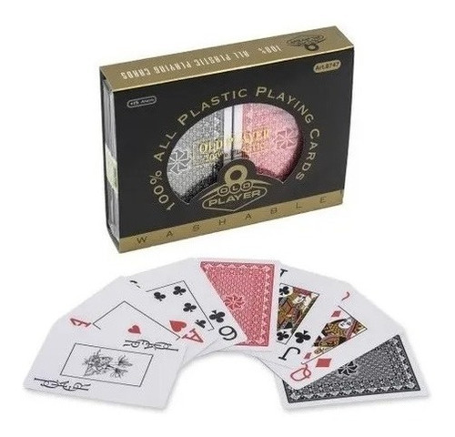 Naipes Poker Old Player Estuche 100% Plastico Cartas Juego