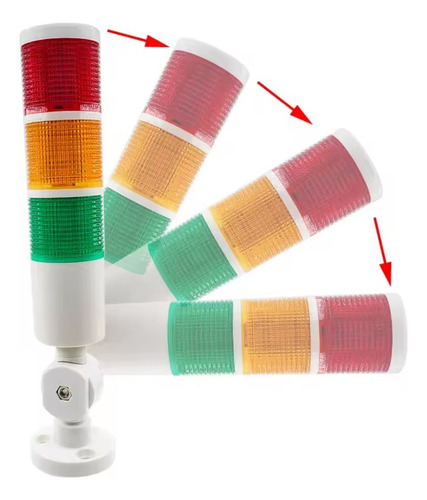 Sinaleiro Torre Led 3 Cores E Sonoro Continuo 24v C/ Base