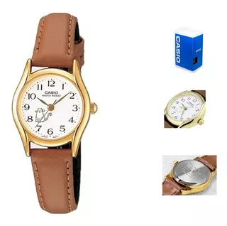 Reloj Casio Ltp1094 7b8 Mujer Correa Piel Marrón Full