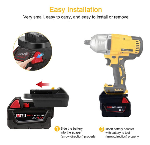 Adaptador Convertidor De Batería Dewalt De 20 V Para Milwauk
