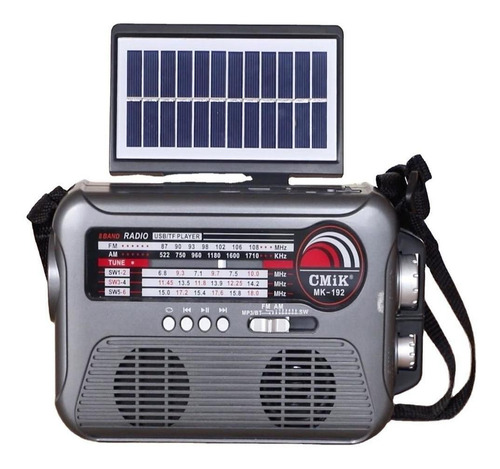 Caixa De Som Energia Solar Bluetooth Radio Painel Luminaria