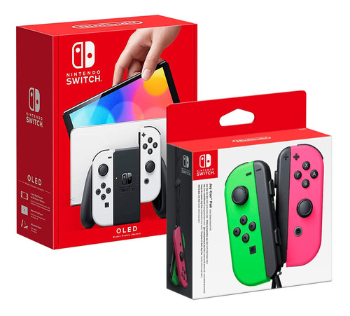 Consola Nintendo Switch Oled Blanco + Joy Con Verde Rosado