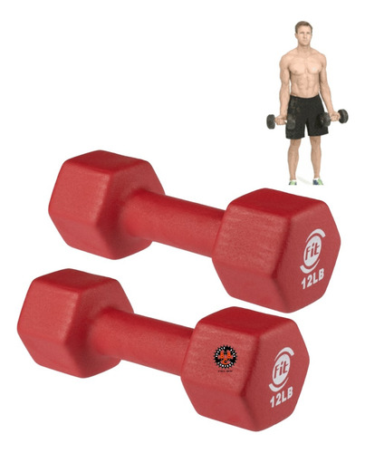 Mancuerna X2 Unidades Recubierta 12 Lb C/u Pesas Gym Tonific