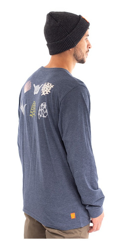 Imagen 4 de 7 de Polera Manga Larga Hombre Hang Loose Gris Melange