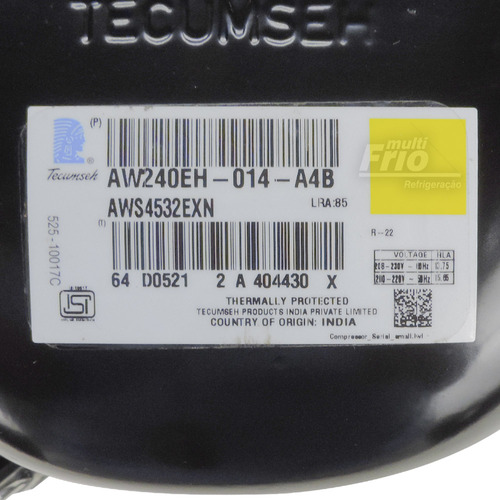 Motor Compressor Tecumseh 2,5 Hp Aws 4532 Exn Mono 220v R22