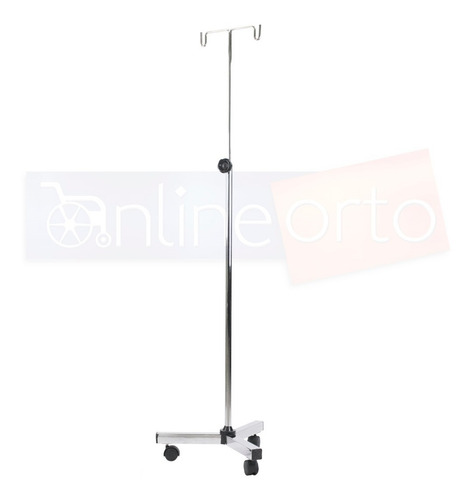 Imagen 4 de 8 de Porta Suero Tubular Doble Altura Ajustable Con Ruedas Tripie