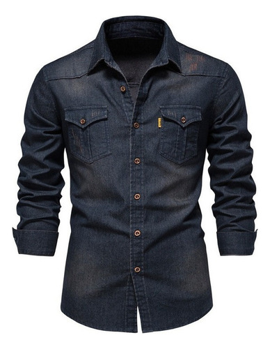 A Camisa De Mezclilla Para Hombre Con Solapa Casual