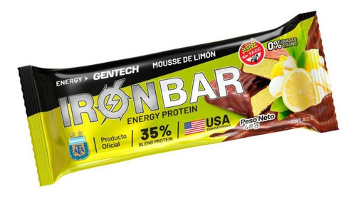 Imagen 1 de 1 de Suplemento en barra Gentech  Iron Bar proteína sabor mousse de limón en unidad