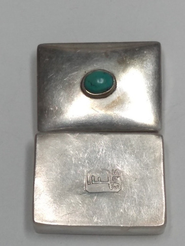 Imagen 5 de 5 de Cajita Mini De Plata Para Pastillas Con Turquesa Ley 925